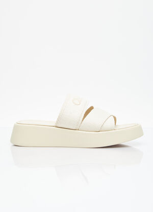 Balenciaga Logo Embroidery Platform Slides White bal0256017