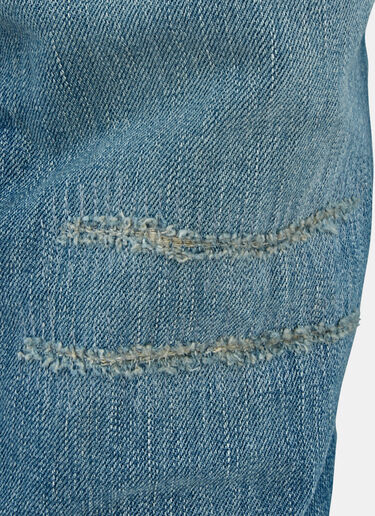 Saint Laurent Destroyed Knee Slim Leg Jeans Blue sla0126032