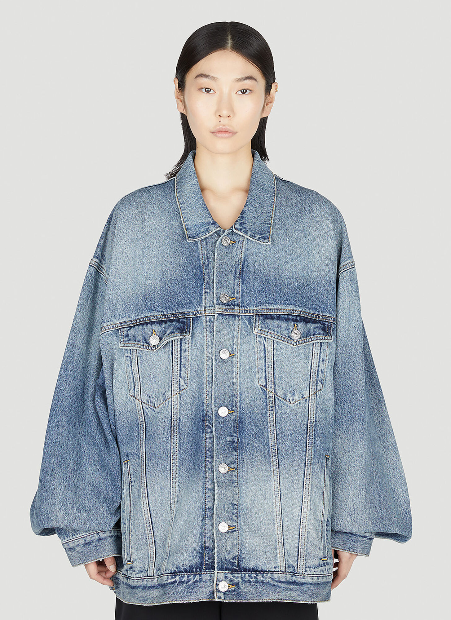 BALENCIAGA BALENCIAGA OVERSIZED DENIM JACKET FEMALE BLUEFEMALE
