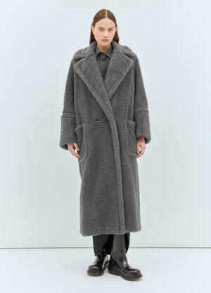 Burberry Oversized Alpaca And Wool Teddy Coat Grey bur0258003