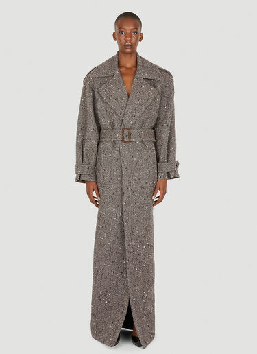 Saint Laurent Long Tweed Coat Grey sla0250001