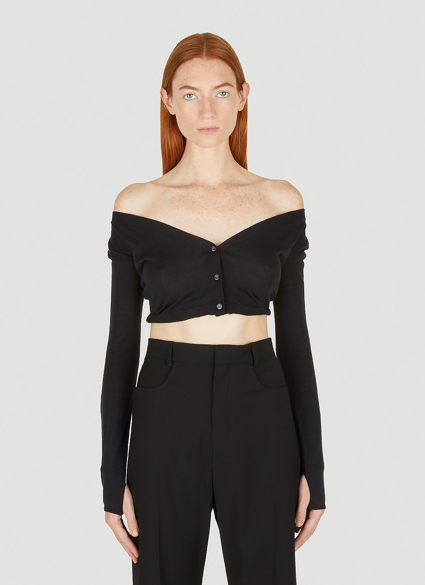 Jacquemus Soli Wool Cropped Cardigan In Black