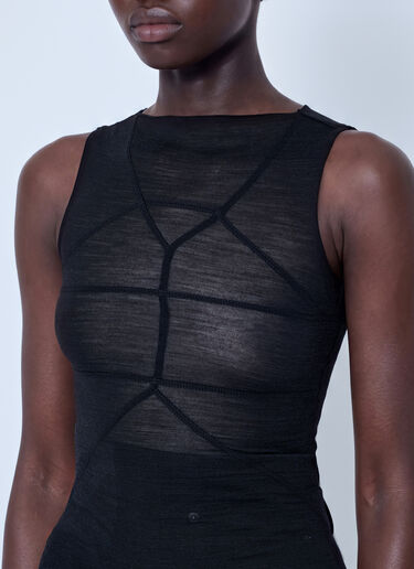 LN-CC® - Rick Owens: Sheer Panelled Top - Black Rick Owens Sheer Panelled Top Black ric0266002