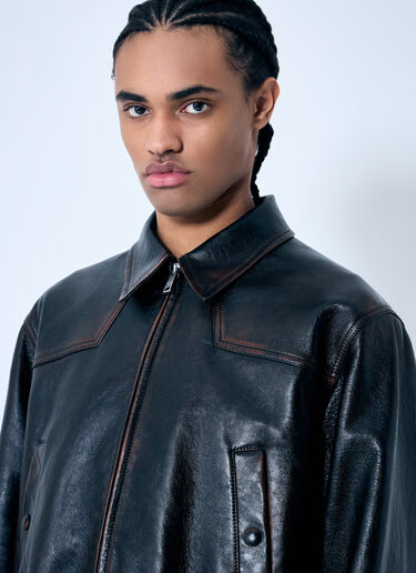 Prada Leather Bomber Jacket Black pra0160001