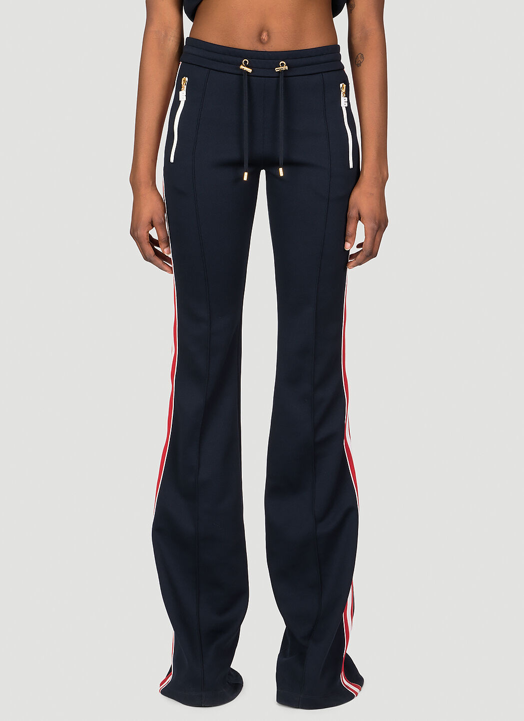 Balmain 70s Flare Track Pants in Blue LN CC