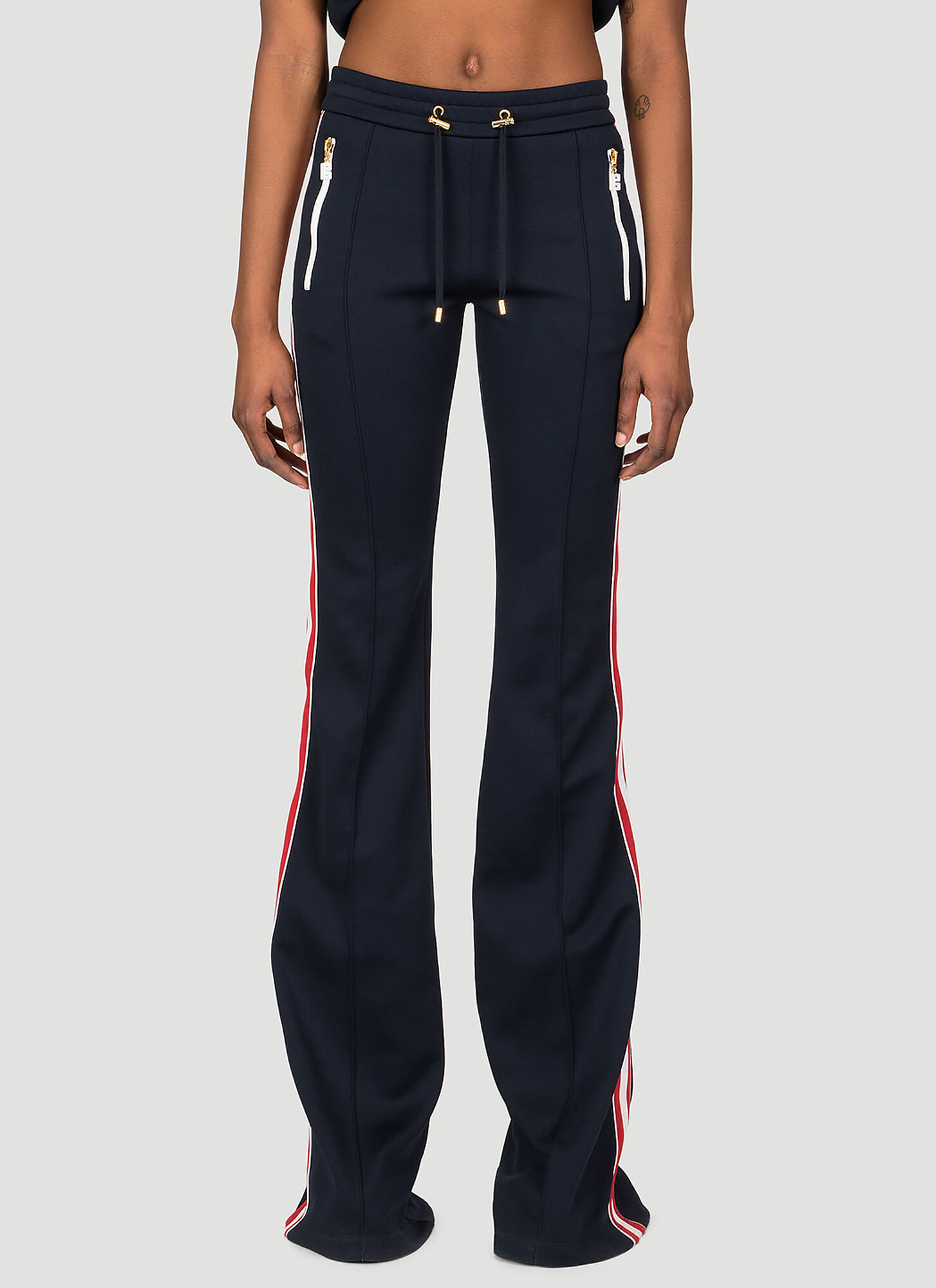 Shop Balmain 70s Flare Track Pants In Blue