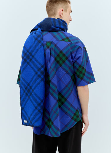 Burberry 格纹羊毛围巾 藏蓝色 bur0355002