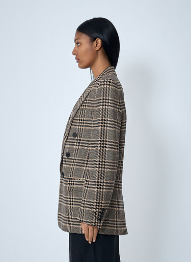 Saint Laurent Double-Breasted Plaid Blazer Beige sla0261014