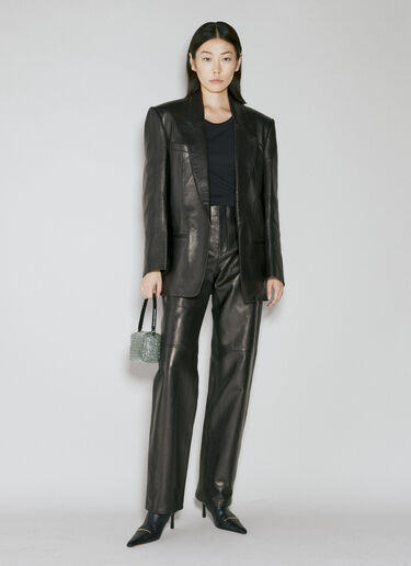 Drapey Oversized Leather Blazer Alexander Wang Drapey Oversized Leather Blazer Black awg0253027