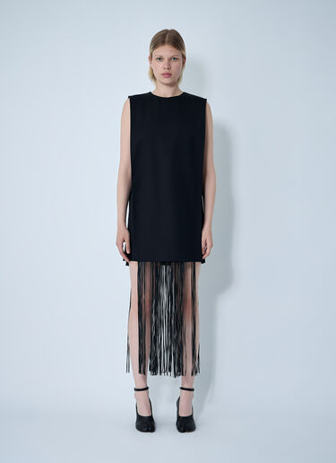 Sportmax Finnici Fringe Midi Dress Black spx0261004