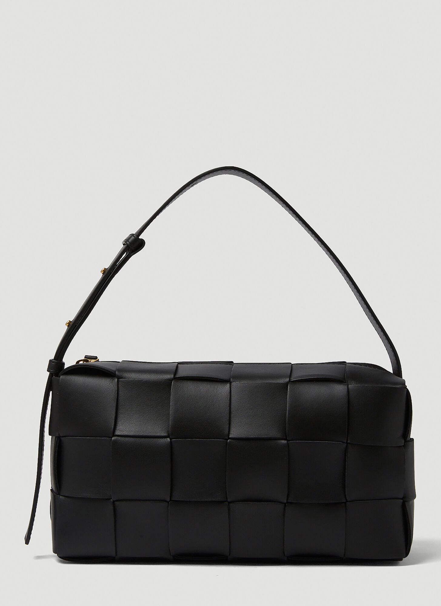 Bottega Veneta Cassette Intrecciato Leather Shoulder Bag In Black