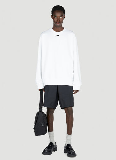 Prada Cotton Logo Plaque Sweatshirt White pra0153003
