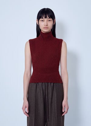 Max Mara Ribbed Sleeveless Turtleneck Top Bordeaux max0266217