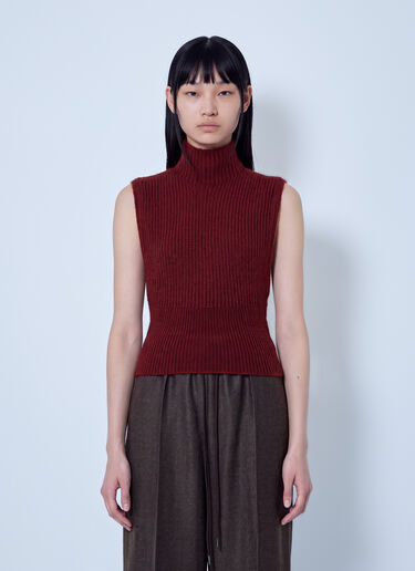 LN-CC® - Max Mara: Ribbed Sleeveless Turtleneck Top - Bordeaux Max Mara Ribbed Sleeveless Turtleneck Top Bordeaux max0266217