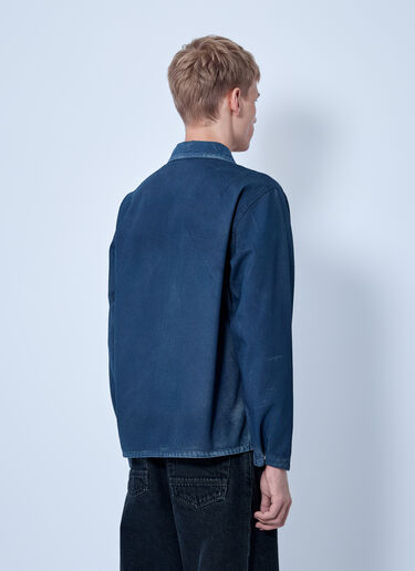 LN-CC® - Stone Island: Zip-Front Overshirt with Patch Pocket - Blue Stone Island Zip-Front Overshirt with Patch Pocket Blue sto0165103