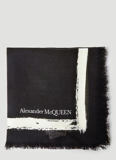 Alexander McQueen Graffiti 饰边围巾 黑 amq0249065