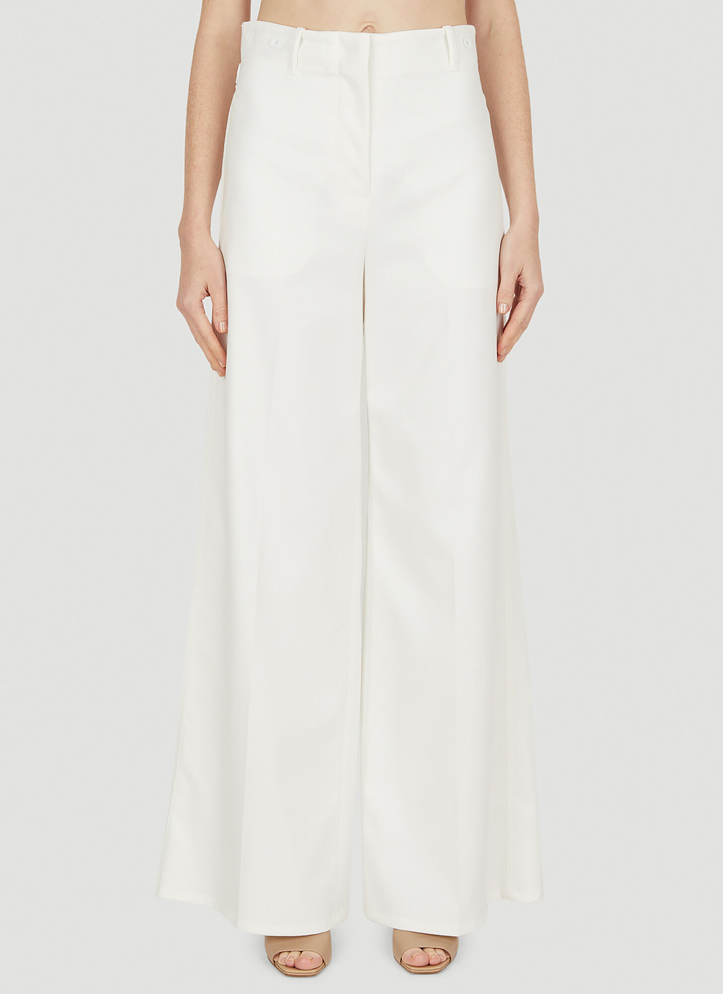 Max Mara Yang Pleated Stretch-cotton Wide-leg Pants In Black