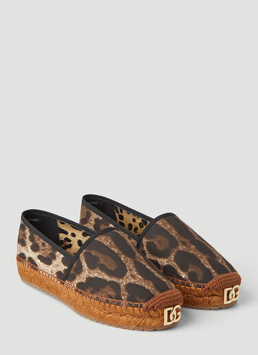 Dolce & Gabbana Leopard Print Espadrilles Brown dol0247001