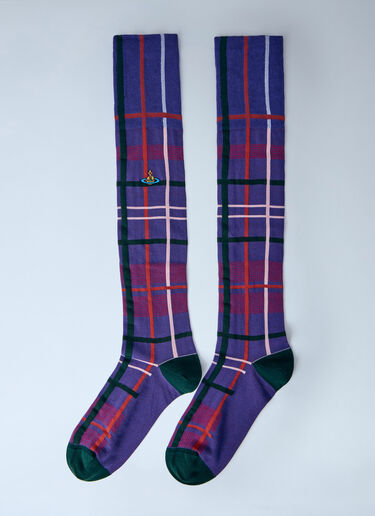 Vivienne Westwood Tartan High Socks Purple vvw0263083
