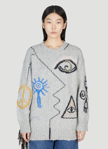 Stella McCartney Folklore Embroidery Sweater Grey stm0253005