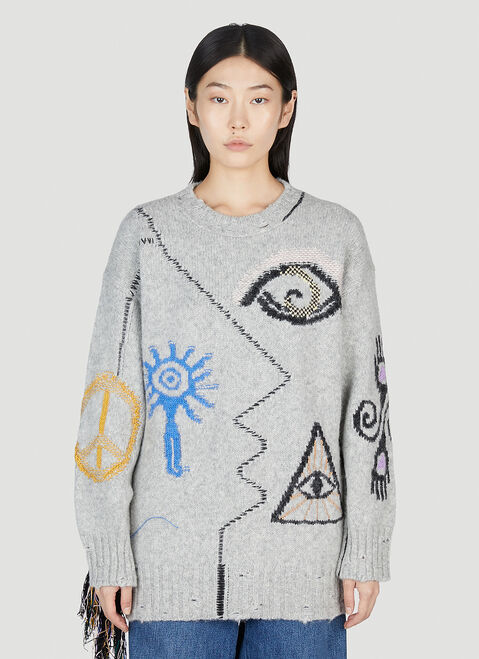 KHAITE Folklore Embroidery Sweater Grey kha0253012