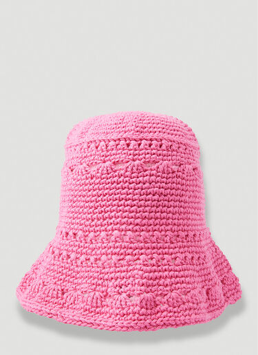 GANNI Crochet Bucket Hat Pink gan0251058