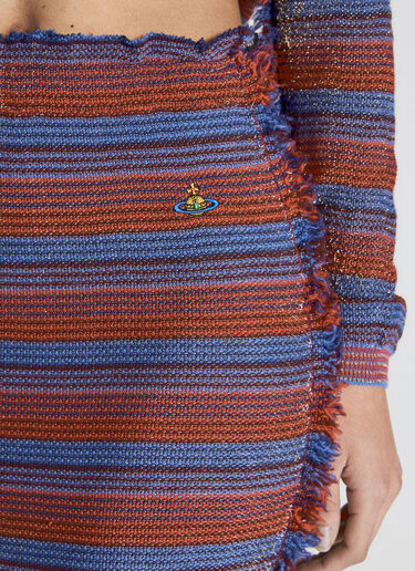 Vivienne Westwood 条纹间断线迹针织中长半裙  红色 vvw0255048
