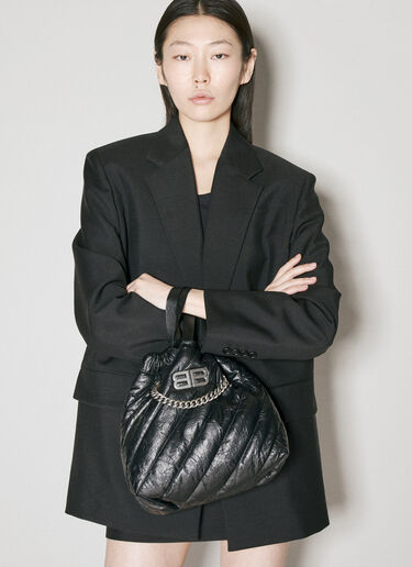 Balenciaga Crush Tote Small Shoulder Bag Black bal0255077