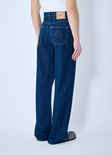 Gucci Denim Jeans With Embroidery Dark Blue guc0159033