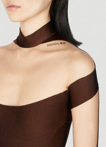 Mugler Cut Out Illusion Bodysuit Brown mug0251042