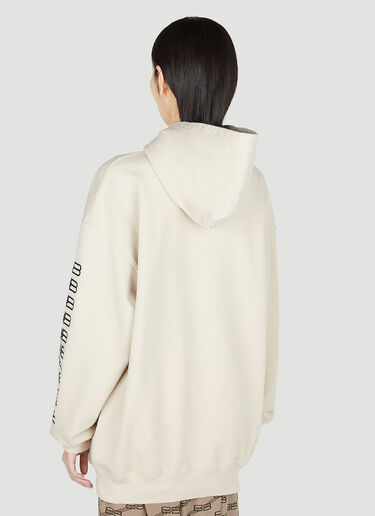 Balenciaga Logo Print Hooded Sweatshirt Beige bal0251027