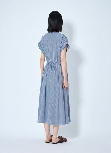 LN-CC® - Miu Miu: Vertical Stripe Poplin Midi Dress - Light Blue Miu Miu Vertical Stripe Poplin Midi Dress Light Blue miu0265003
