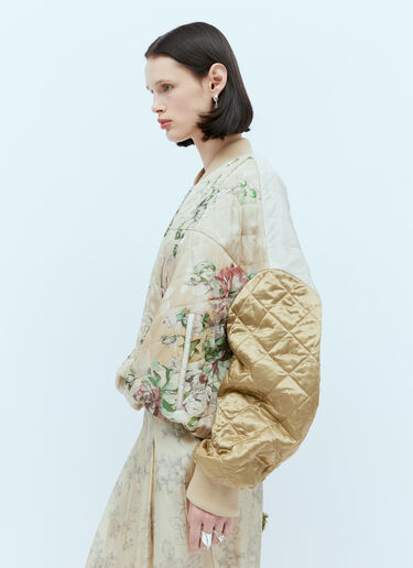 Dries Van Noten 绗缝花卉飞行员夹克  米色 dvn0254007