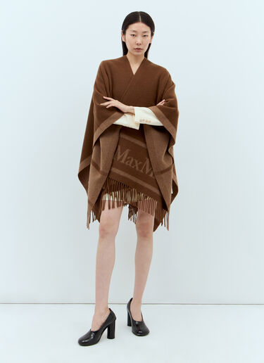 Max Mara 流苏羊毛斗篷 棕色 max0257035