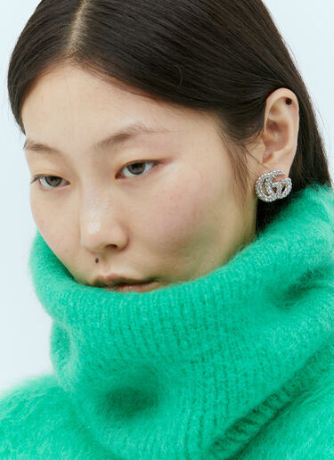 Gucci GG マーモント シングルクリスタルイヤリング シルバー guc0254037