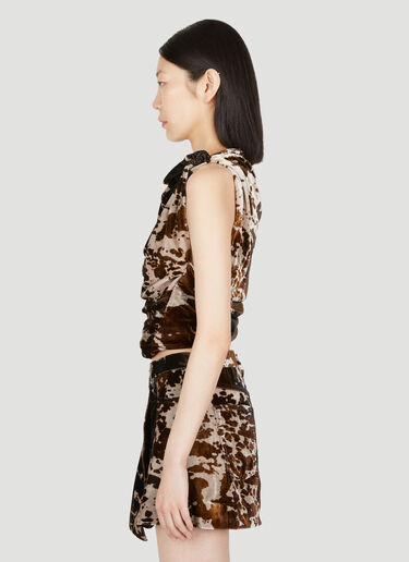Acne Studios Cowl-neck Velvet Cow Print Top Brown acn0254019