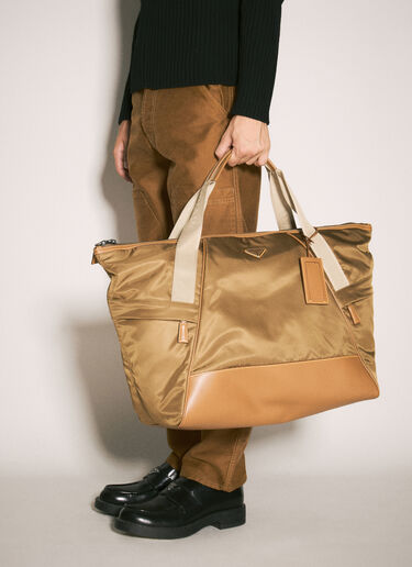 Prada Re-Nylon & 가죽 더플 백 브라운 pra0158022
