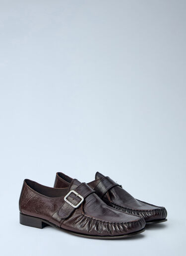Marni Buckle Detail Leather Loafers Brown mni0166009