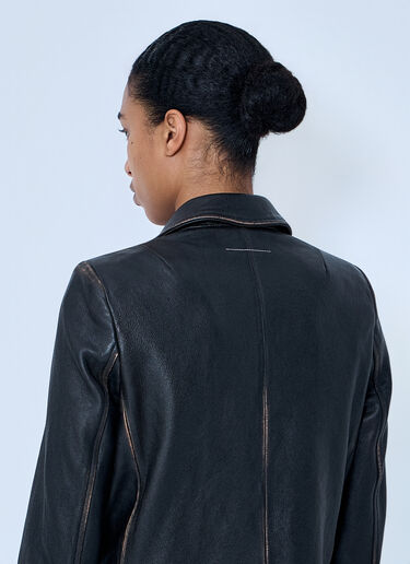 MM6 Maison Margiela Leather Button-Front Jacket Black mmm0264051