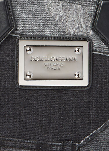 Dolce & Gabbana 스몰 패치워크 데님 토트백 블랙 dol0154010