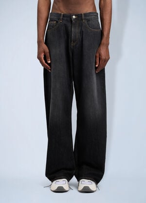 Palm Angels Curved Logo Loose Jeans Black pma0164151