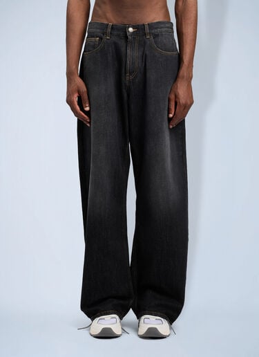 Palm Angels Curved Logo Loose Jeans Black pma0164151