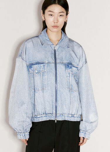 Alexander Wang Printed Denim Bomber Jacket Blue awg0255037