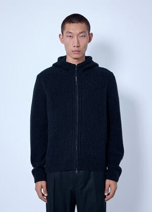 Moncler Bouclé Wool Blend Zip-up Hoodie Black mon0166002
