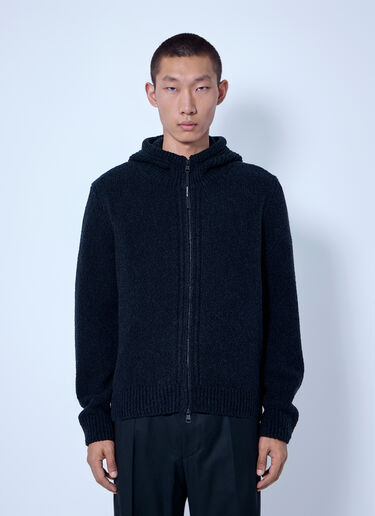 Moncler Bouclé Wool Blend Zip-up Hoodie Black mon0166002