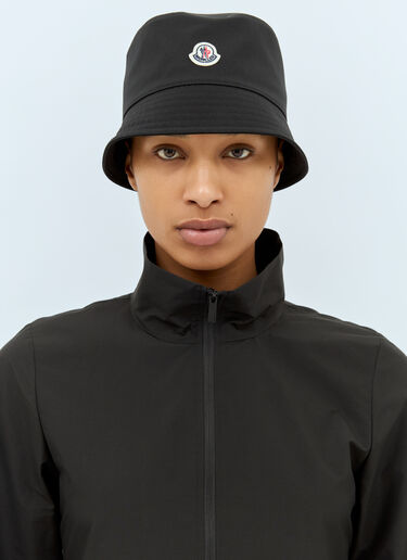 Moncler Logo Patch Bucket Hat Black mon0259024
