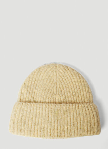 Our Legacy Ribbed Beanie Hat Yellow our0350001