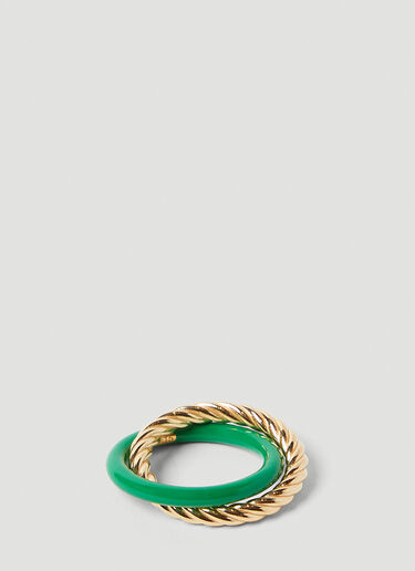 Bottega Veneta 珐琅和金色戒指组合 绿 bov0249117