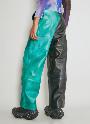 Gerrit Jacob Wide Leg Graphic Leather Pants Green gjb0154008