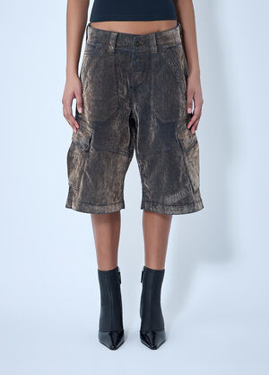Vaquera Denim Cargo Shorts Brown vaq0264002